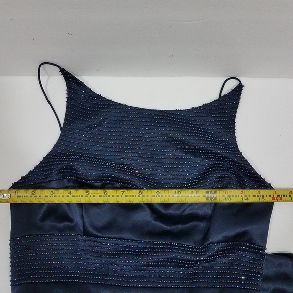 Kay Unger Evening Navy Blue Beaded Dress 4 - Picture 10 of 15